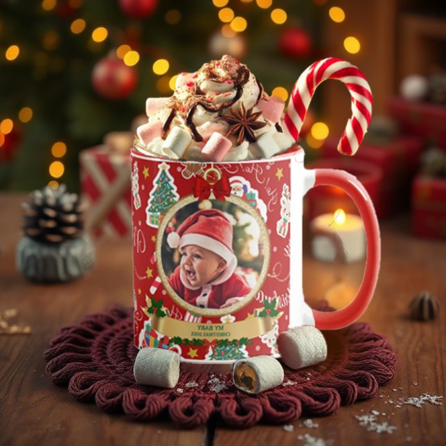 Personlig Red God jul HO!HO!HO!HO! Mugg (Skapare uppladdad)