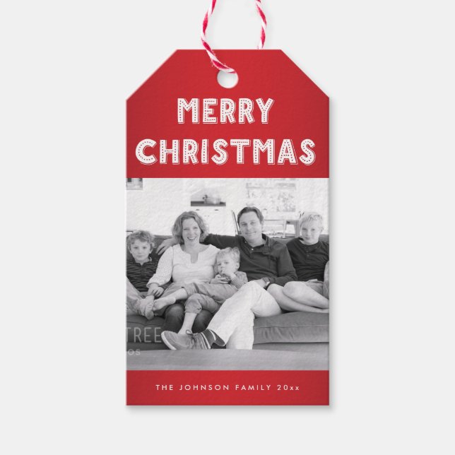 Personlig Red God jul Photo Gift-Märkre Presentetikett (Framsidan)