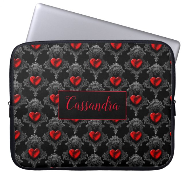 Personlig Red Goth Heart Laptop Fodral (Framsidan)
