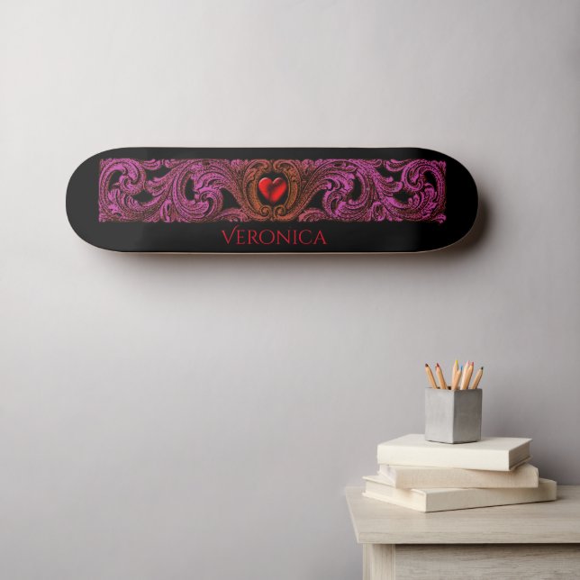 Personlig Red Goth Heart Skateboard (Väggkonst (Horz))