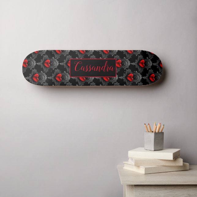 Personlig Red Goth Heart Skateboard (Väggkonst (Horz))