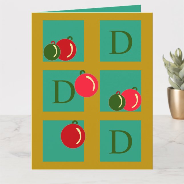 Personlig Red, Grönt, Guld Ornaments jul Kort (Liten växt)