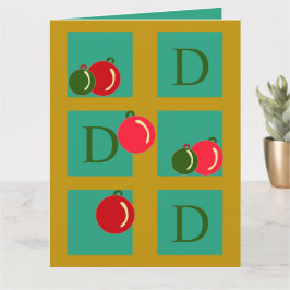 Personlig Red, Grönt, Guld Ornaments jul Kort