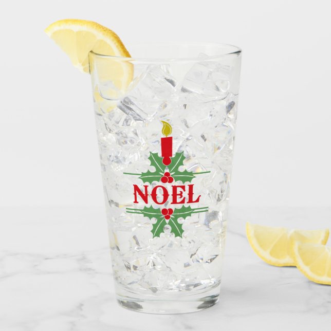 Personlig Red & Grönt NOEL & Candle-jul Glaskopp (Framsida Ice)
