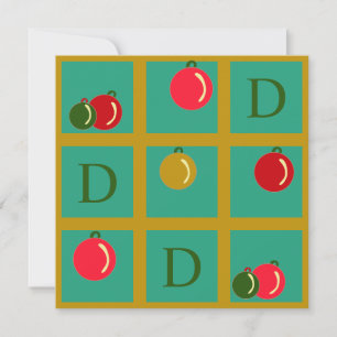 Personlig Red Grönt och Guld Ornament jul Julkort
