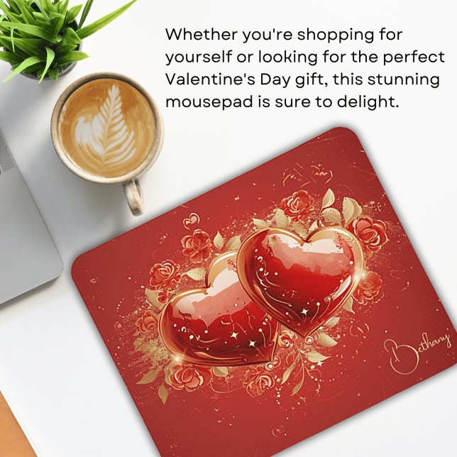 Personlig Red & Guld 3-D Hearts Design Mousepad Musmatta (Skapare uppladdad)
