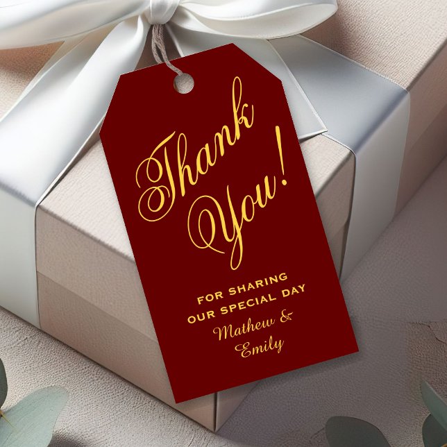 Personlig Red Guld Tack Wedding Favor Presentetikett (Skapare uppladdad)