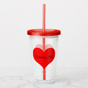 Personlig Red Heart Design Acrylic Tumbler Take Away Mugg