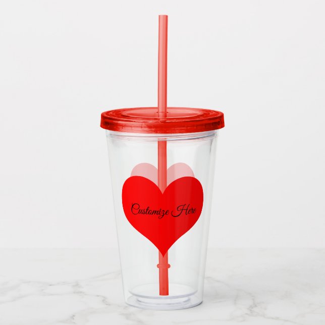 Personlig Red Heart Design Acrylic Tumbler Take Away Mugg (Framsida)
