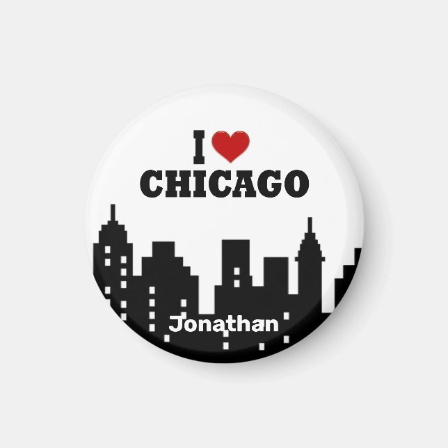 Personlig Red Heart I Kärlek Chicago Magnet (Framsidan)