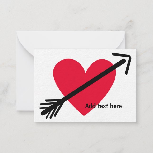 Personlig Red Heart med Arrow Valentine Day Anteckningskort (Framsida)