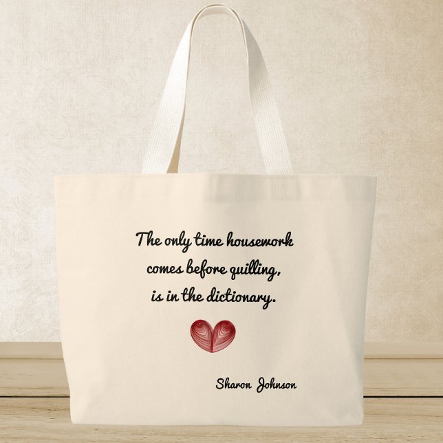 Personlig Red Heart Quilling Quote, Jumbo Tote Jumbo Tygkasse (Skapare uppladdad)