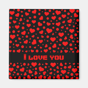 Personlig Red Hearts Mönster på svart Magnet