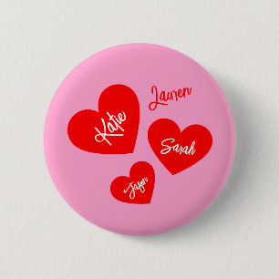Personlig Red Hearts Rosa Mors dag Knapp