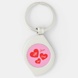 Personlig Red Hearts Rosa Mors dag Swirl Silverfärgad Nyckelring