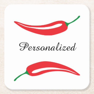 Personlig Red hett chili pepper underlägg Papper Kvadrat