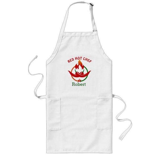 Personlig Red Hett Peppers Chef Long Apron Långt Förkläde (Framsidan)