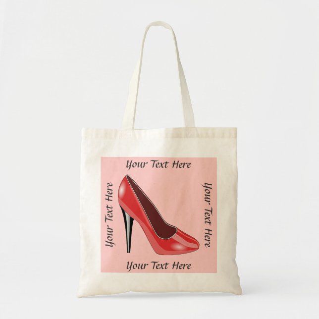 Personlig Red High Heel Shoe Tote Bag Tygkasse (Framsidan)