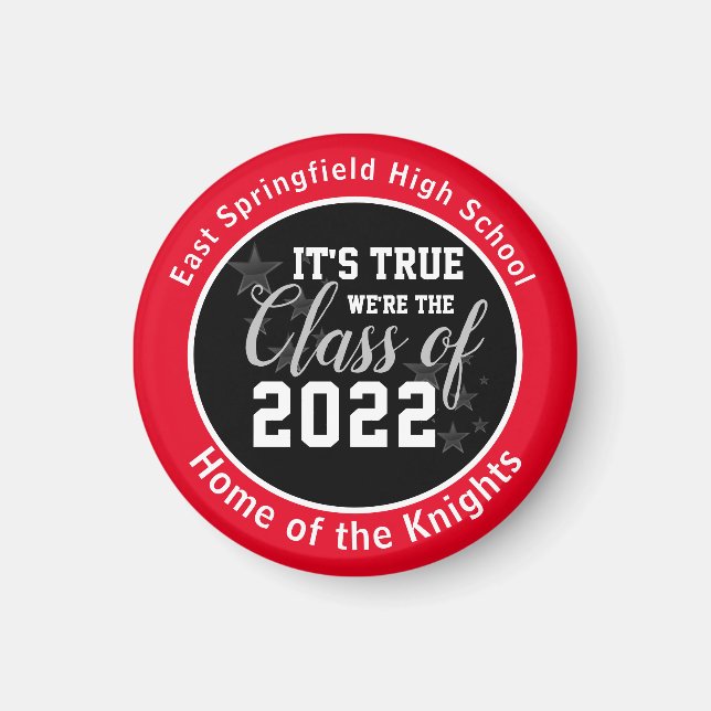 Personlig Red High School Class of 2022 Magnet (Framsidan)