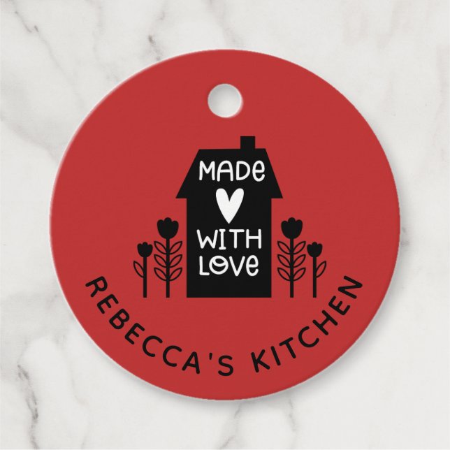 Personlig Red Homemade med Kärlek Gåvor Etiketter (Framsida)
