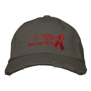 Personlig Red Hope AIDS menyfliksområdet din text Broderad Keps