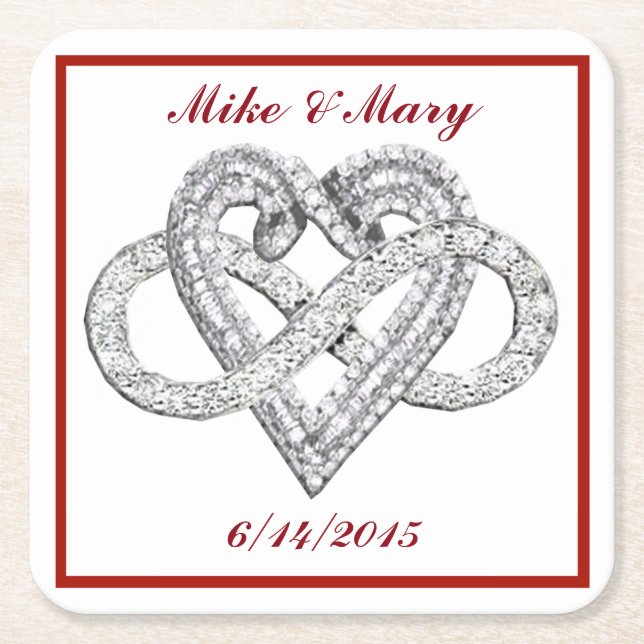 Personlig Red Infinity Heart Papper Underlägg Kvadrat (Framsidan)