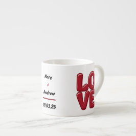 Personlig Red KÄRLEK Mugg med Namn och datum Espressomugg