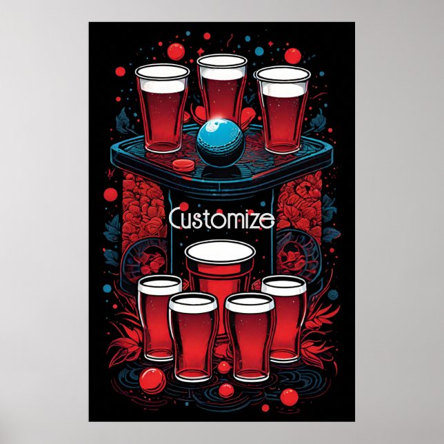 Personlig Red Kopp Beer Pong Poster (Framsidan)