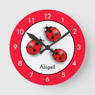 Personlig Red Ladybug Round Clock Rund Klocka