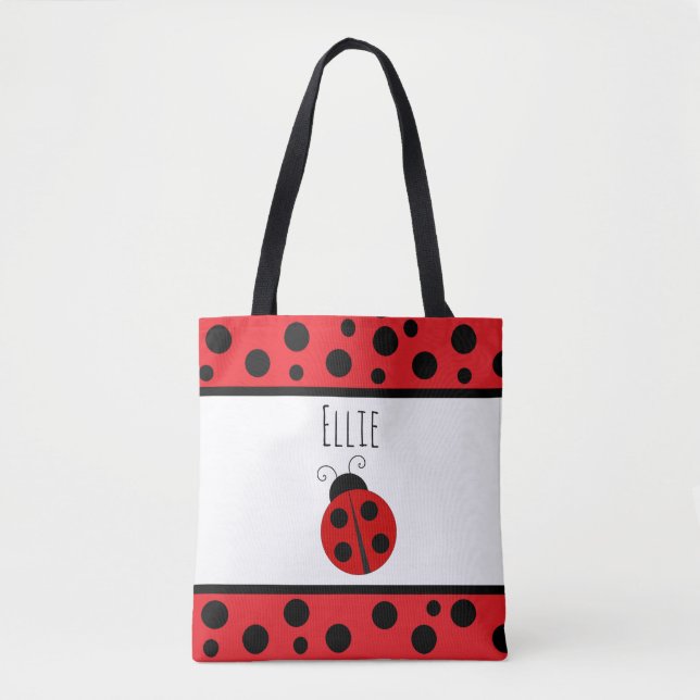 Personlig Red Ladybugs Bag Tygkasse (Framsida)