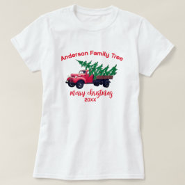 Personlig Red Lastbil God jul Family T Shirt