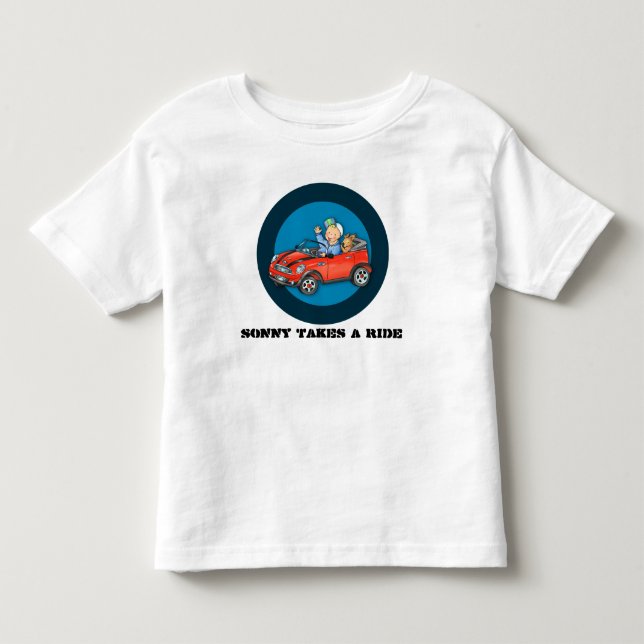 Personlig Red Leksak Car Boy & Hund Tshirt T-shirt (Framsida)