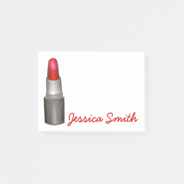 Personlig Red Lipstick Makeup Beauty Post its Post-it Block (Framsida)