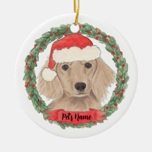 Personlig Red Long-parad Dachshund Julgransprydnad Keramik