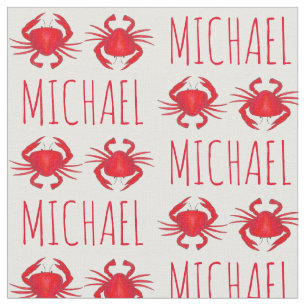 Personlig Red Maryland Crab Crabs Beach Fabric Tyg