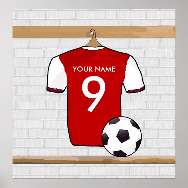 Personlig Red med White Football Ocer Jersey Poster (Framsidan)