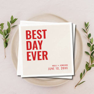 Personlig Red Modern Bästa dagen någonsin Bröllop Pappersservett