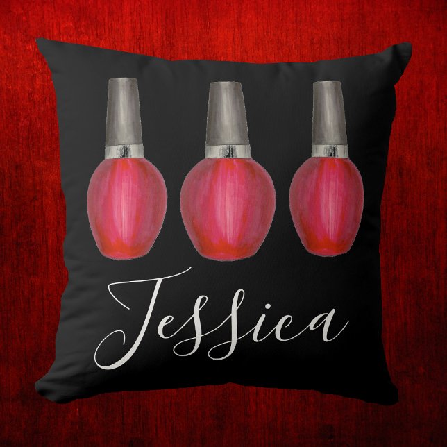 Personlig Red Nagel polska Flaska Beauty Mode Kudde (Nail Polish Pillow)