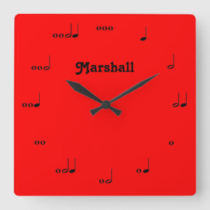 Personlig Red Original Music Note Clock Fyrkantig Klocka