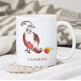 Personlig Red Partridge Pear Cute Boho Helgdag Kaffemugg
