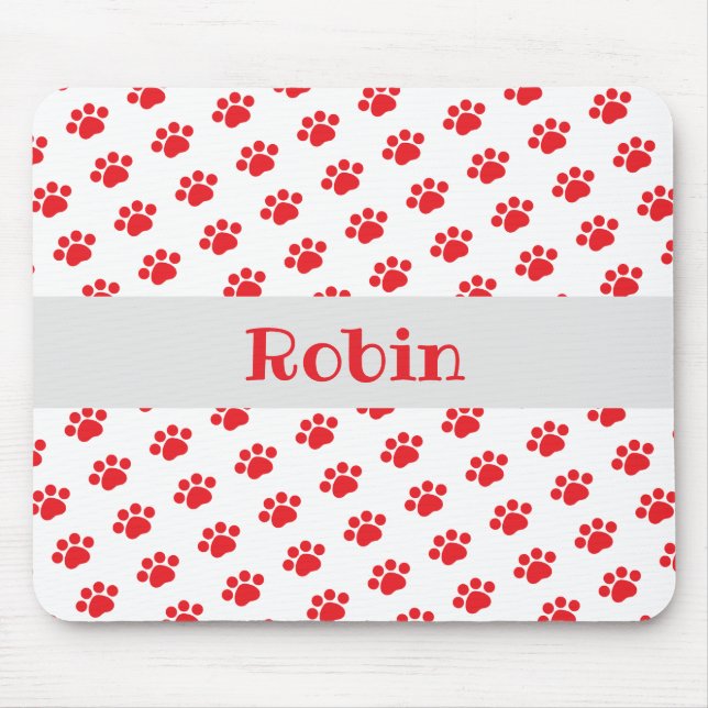 Personlig Red Paw Print Mönster Musmatta (Framsidan)