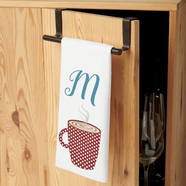 Personlig Red Polka Dot Coffee Kitchen Towels Kökshandduk (Thirds Fold)