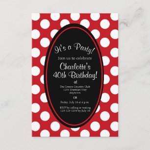 Personlig Red Polka Dot Party-inbjudan Inbjudningar