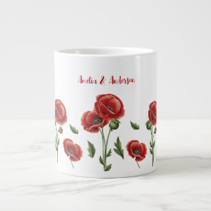 Personlig Red Poppies Blommigt Jumbo Mugg