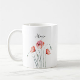 Personlig Red Poppies vattenfärg Kaffemugg
