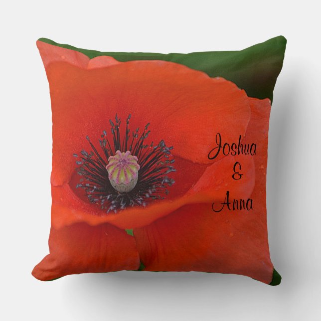 Personlig Red Poppy Kudde (Framsida)