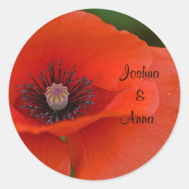 Personlig Red Poppy Runt Klistermärke