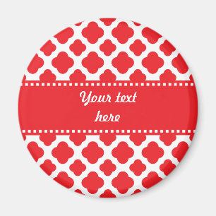 Personlig Red Quatrefoil Mönster Magnet