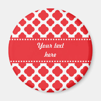 Personlig Red Quatrefoil Mönster Magnet