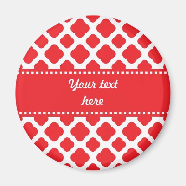 Personlig Red Quatrefoil Mönster Magnet (Framsidan)